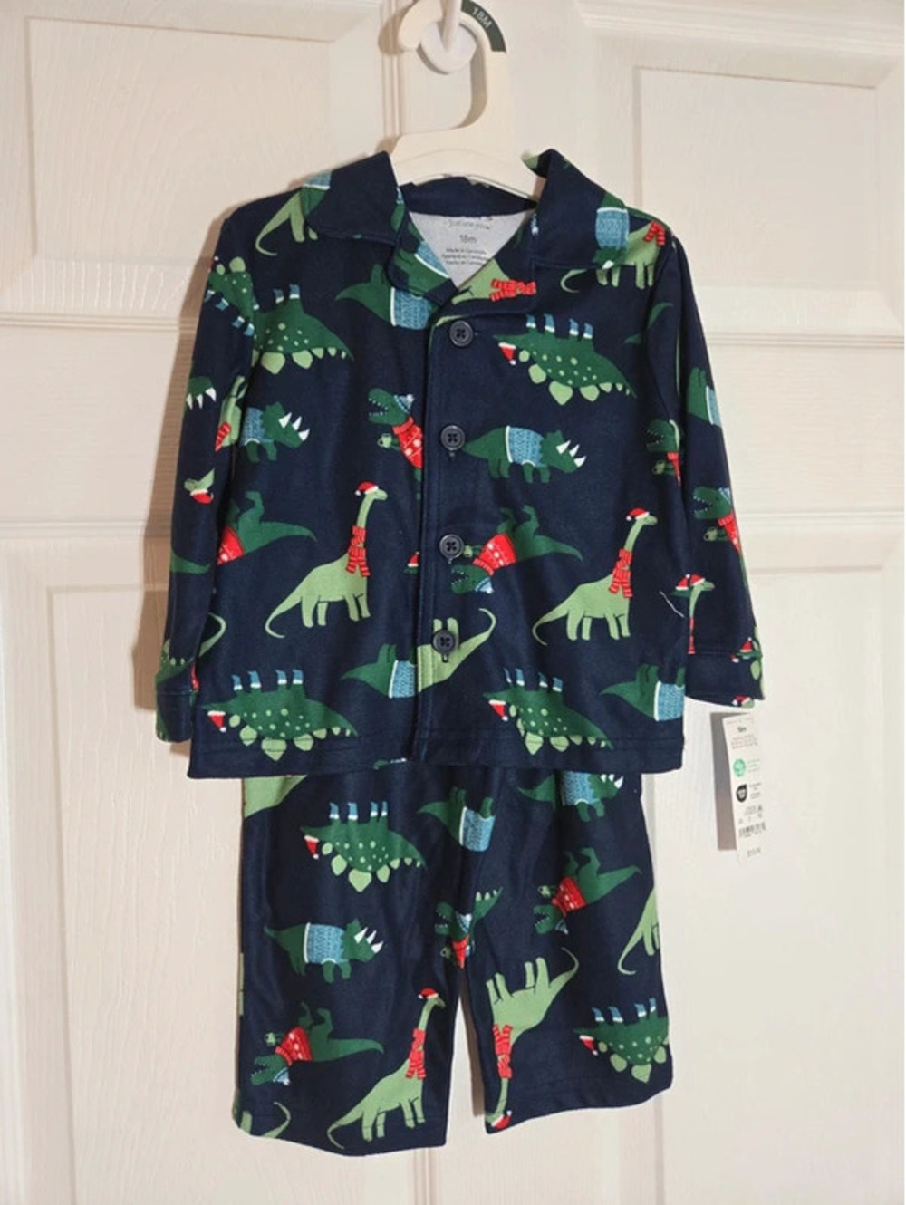 Carter's blue dinosaur pajamas size 18 months